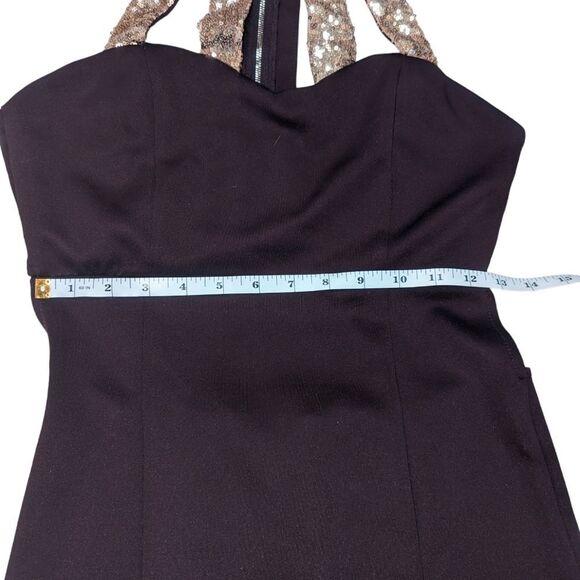 🛍️ DARK PURPLE AND GOLD FORMAL PROM DRESS WITH SEQUINS KNEE LENGTH S… - Picture 2 of 6